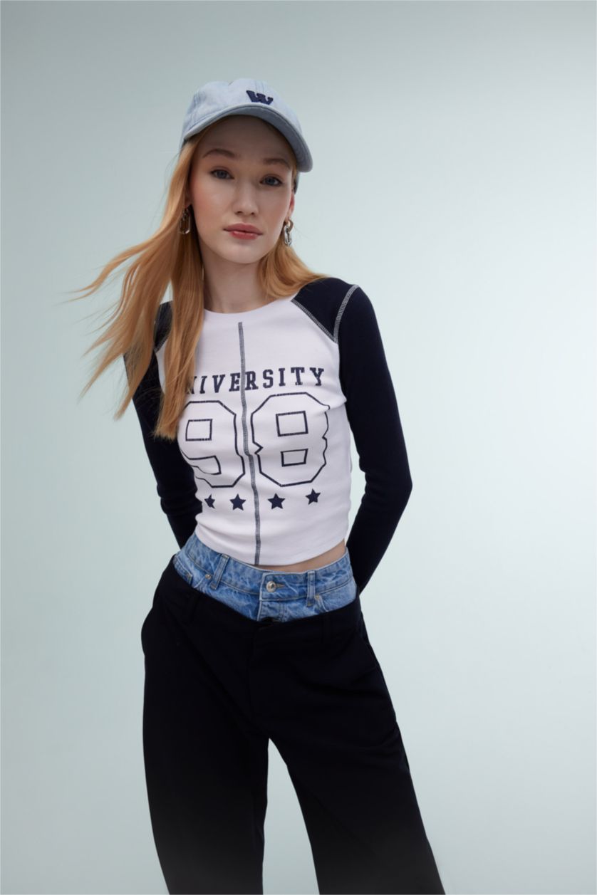 Woman NAVY Slim Fit Camisole Long Sleeve T-Shirt