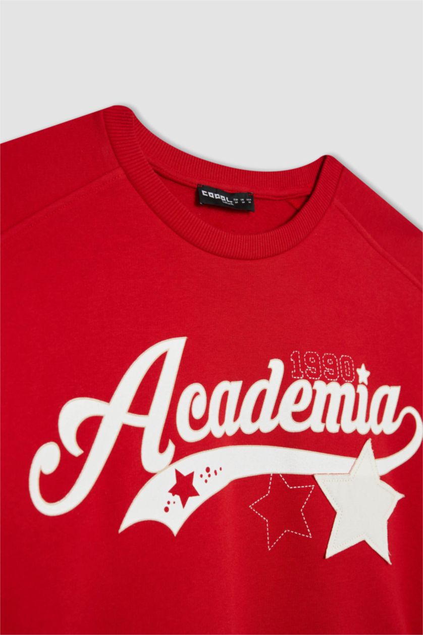 Женщины Красный Свитшот оверсайз с принтом, Coool