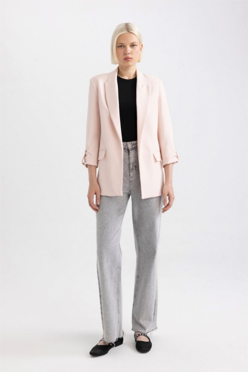 Kadın Açık Pembe Regular Fıt Blazer Ceket