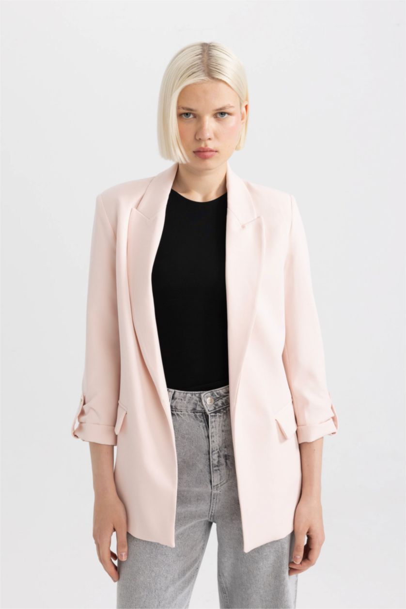 Kadın Açık Pembe Regular Fıt Blazer Ceket