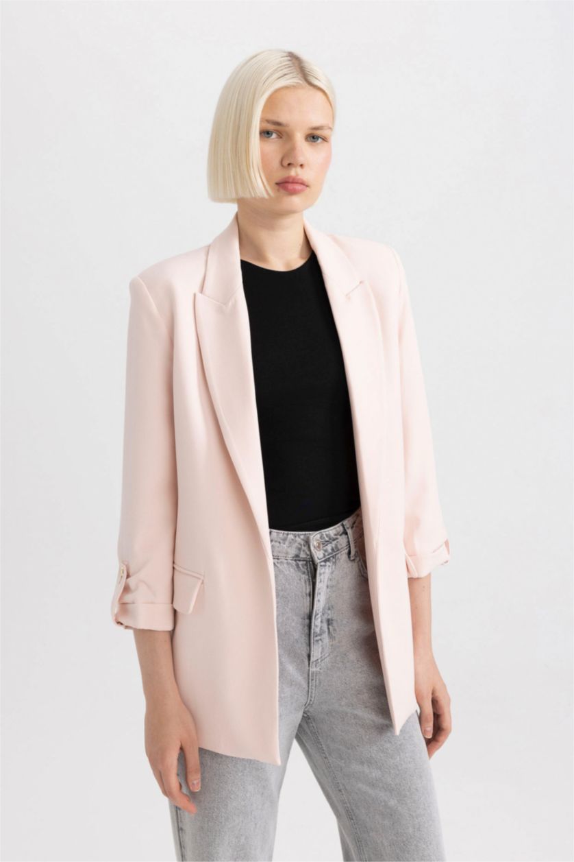 Kadın Açık Pembe Regular Fıt Blazer Ceket