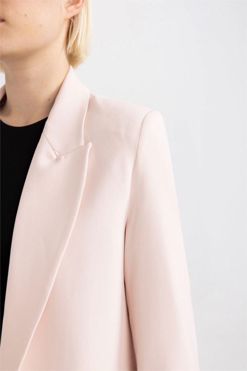 Kadın Açık Pembe Regular Fıt Blazer Ceket
