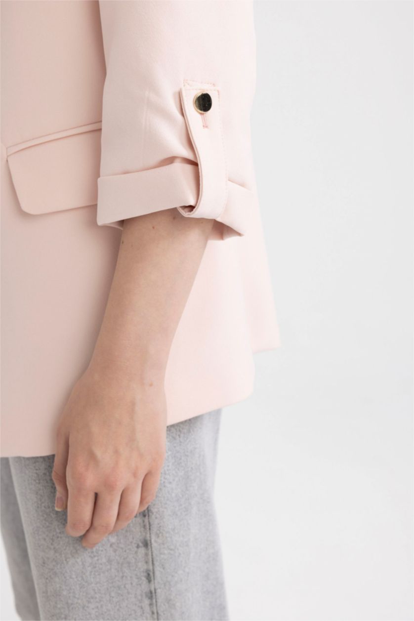 Kadın Açık Pembe Regular Fıt Blazer Ceket