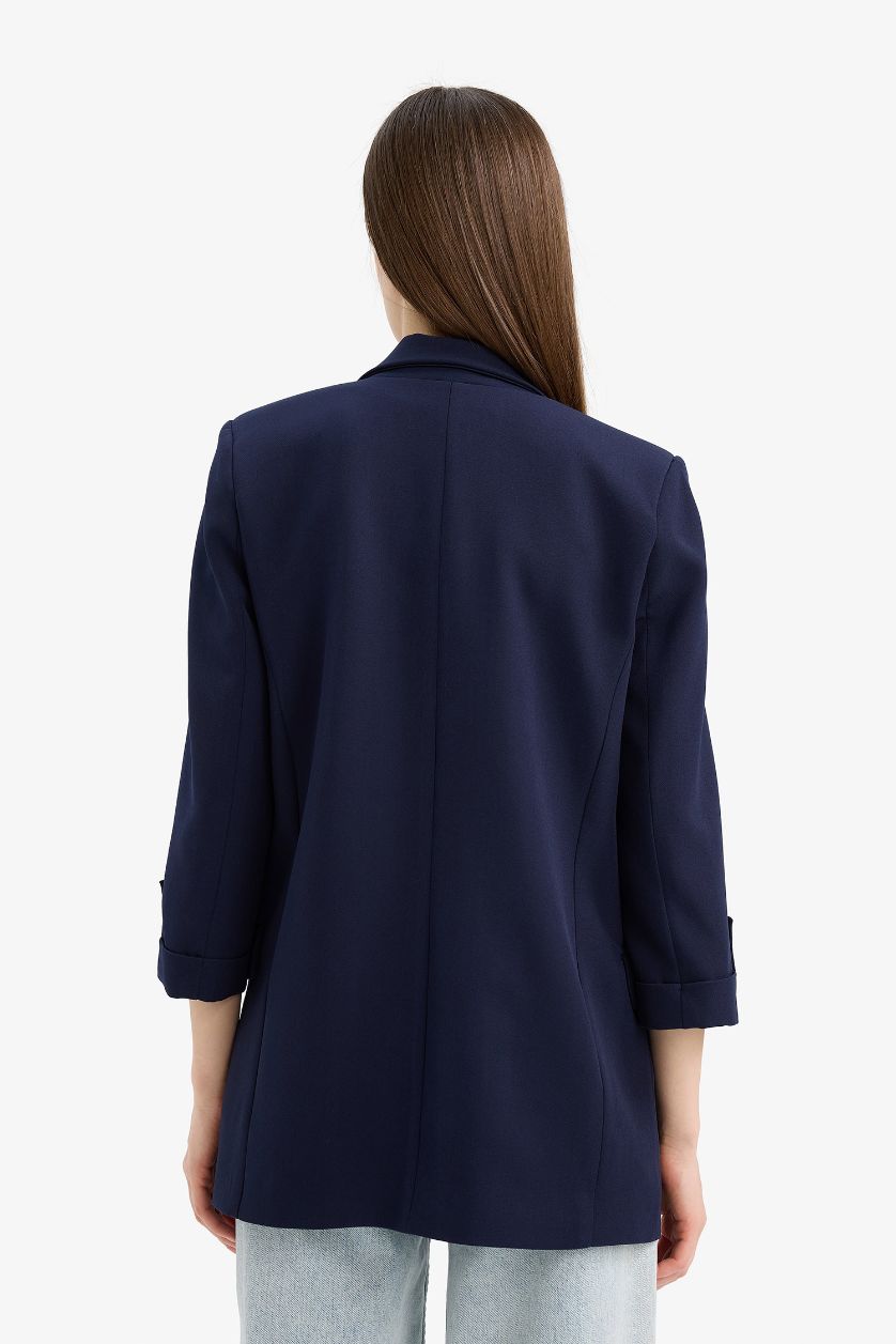 Woman NAVY Loose Fit Jacket Collar Basic Blazer