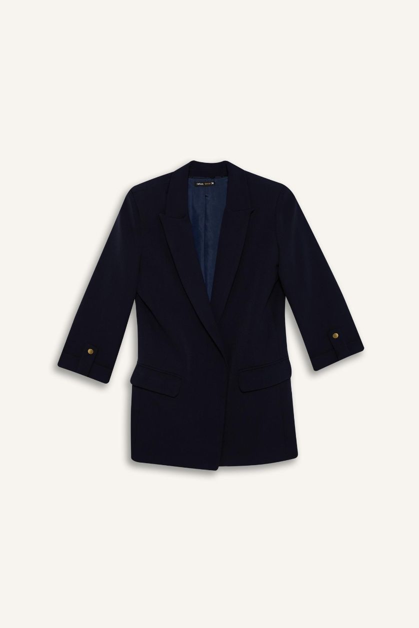 Woman NAVY Loose Fit Jacket Collar Basic Blazer