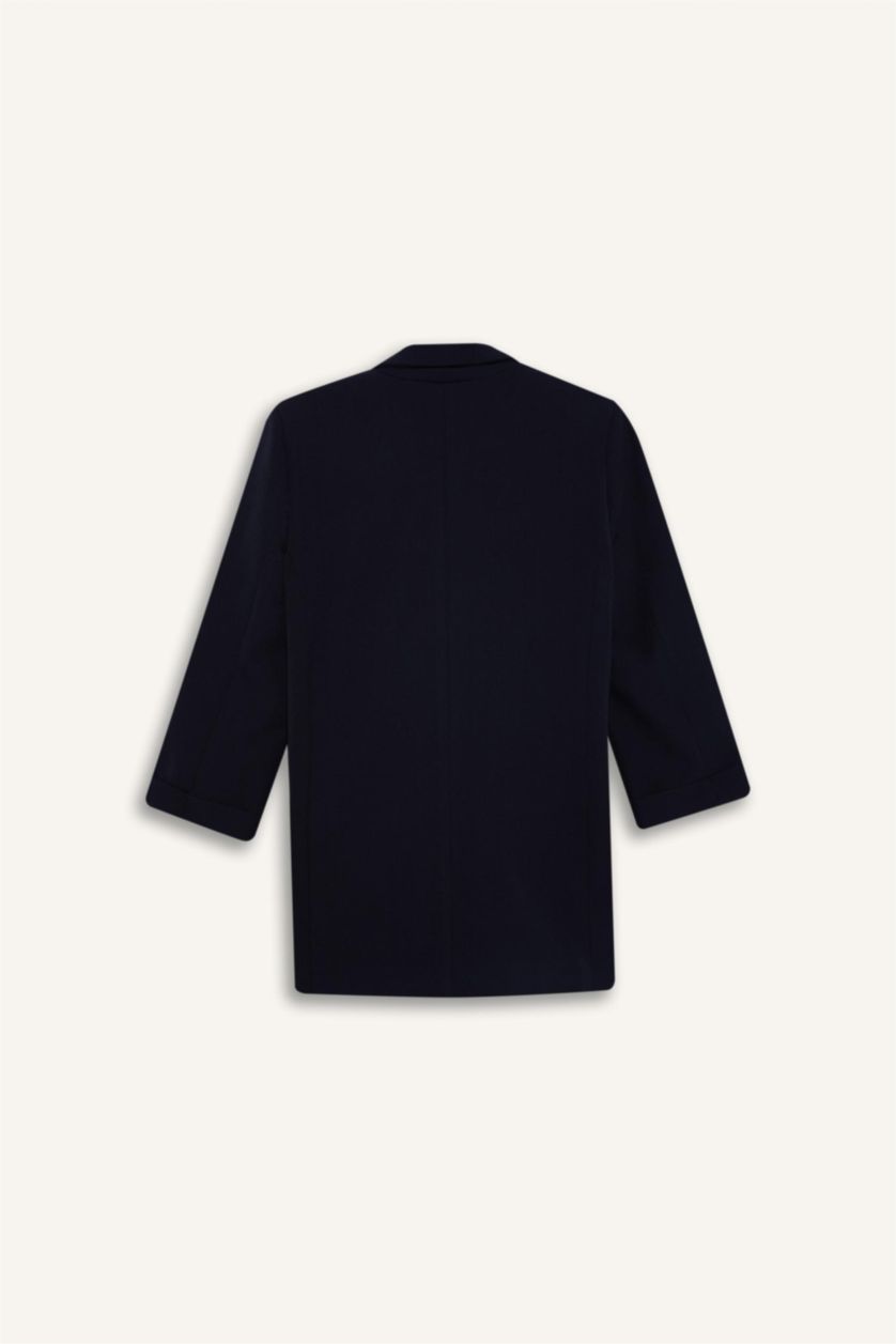 Woman NAVY Loose Fit Jacket Collar Basic Blazer