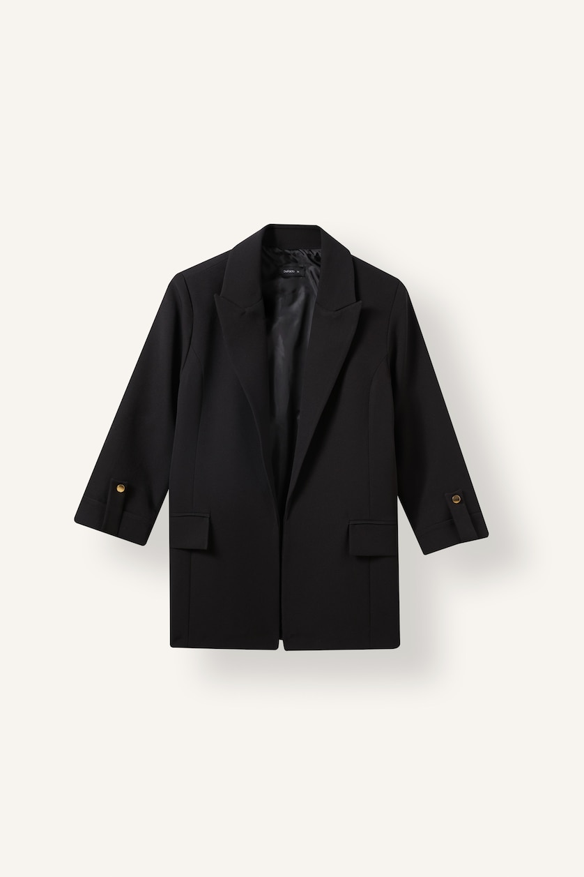 Kadın Siyah Oversize Basic Blazer Ceket