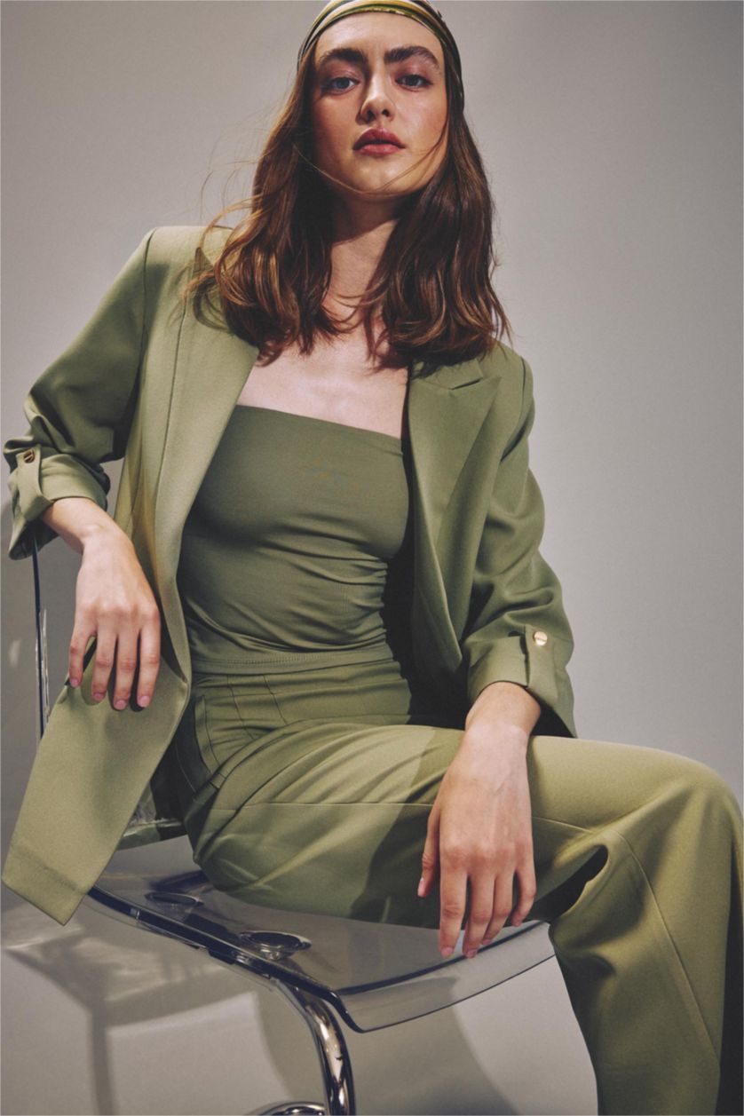 Woman Khaki Oversize Fit Blazer