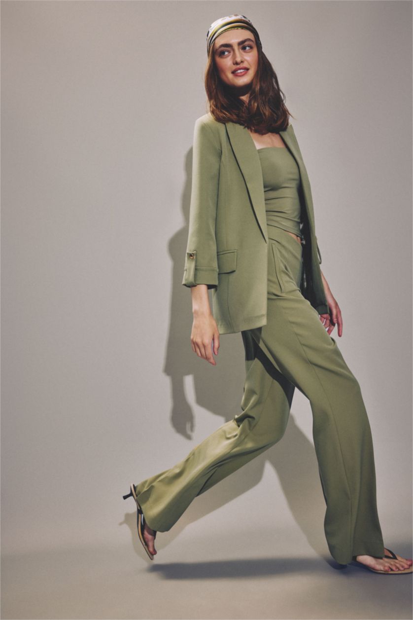 Woman Khaki Oversize Fit Blazer