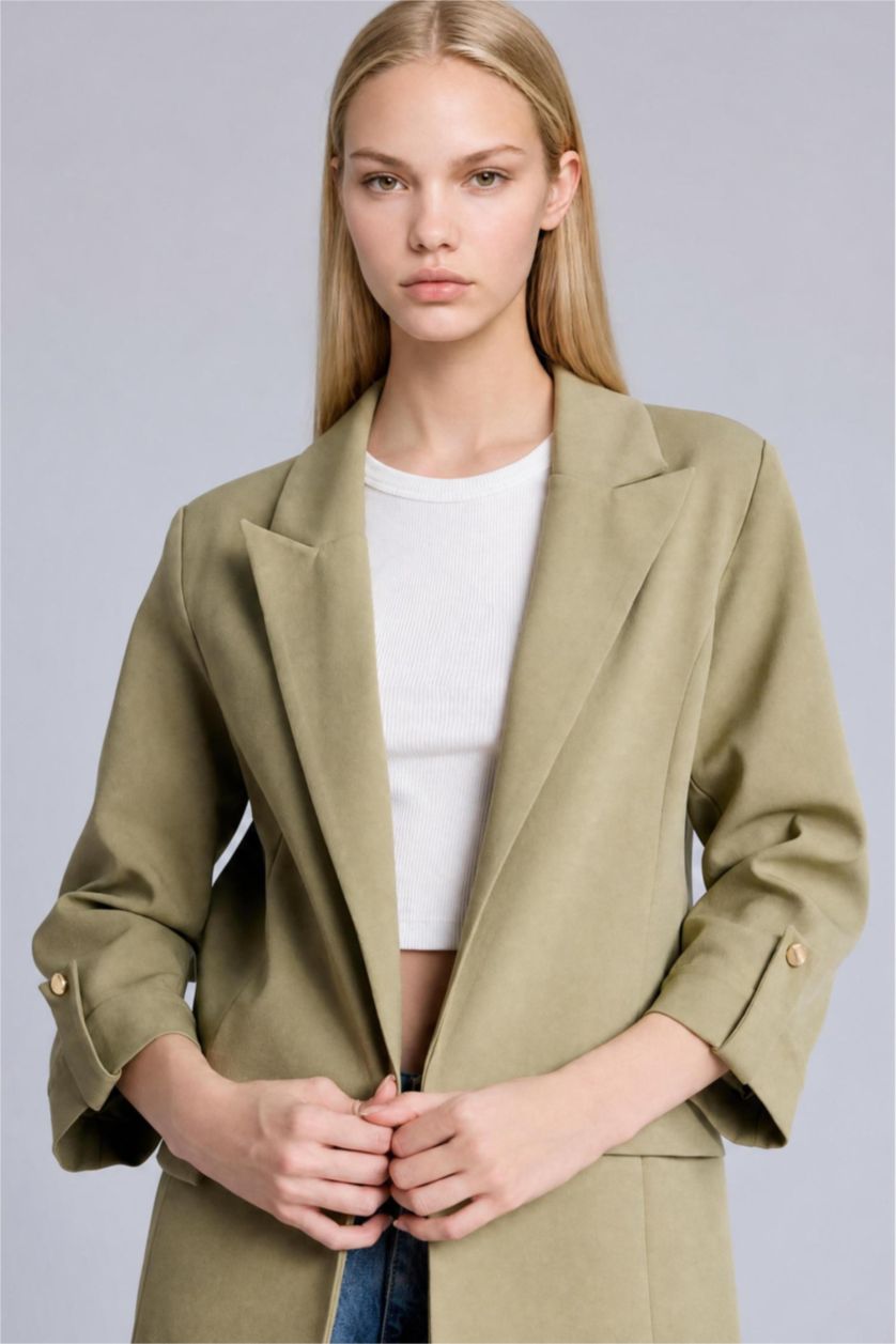 Woman Khaki Oversize Fit Blazer