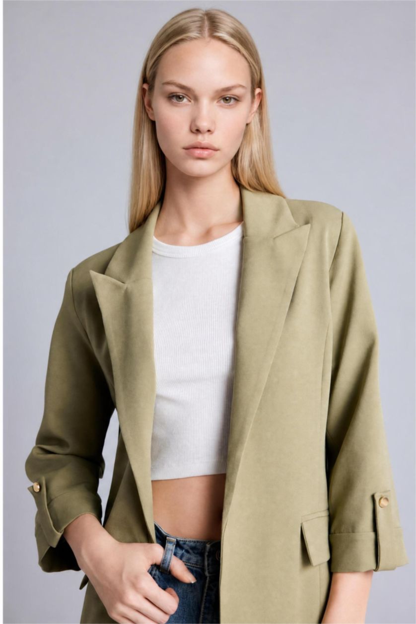 Woman Khaki Oversize Fit Blazer