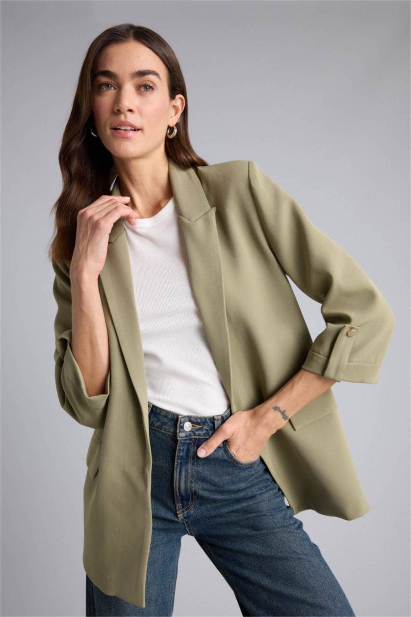 Kadın Haki Oversıze Basıc Blazer Ceket