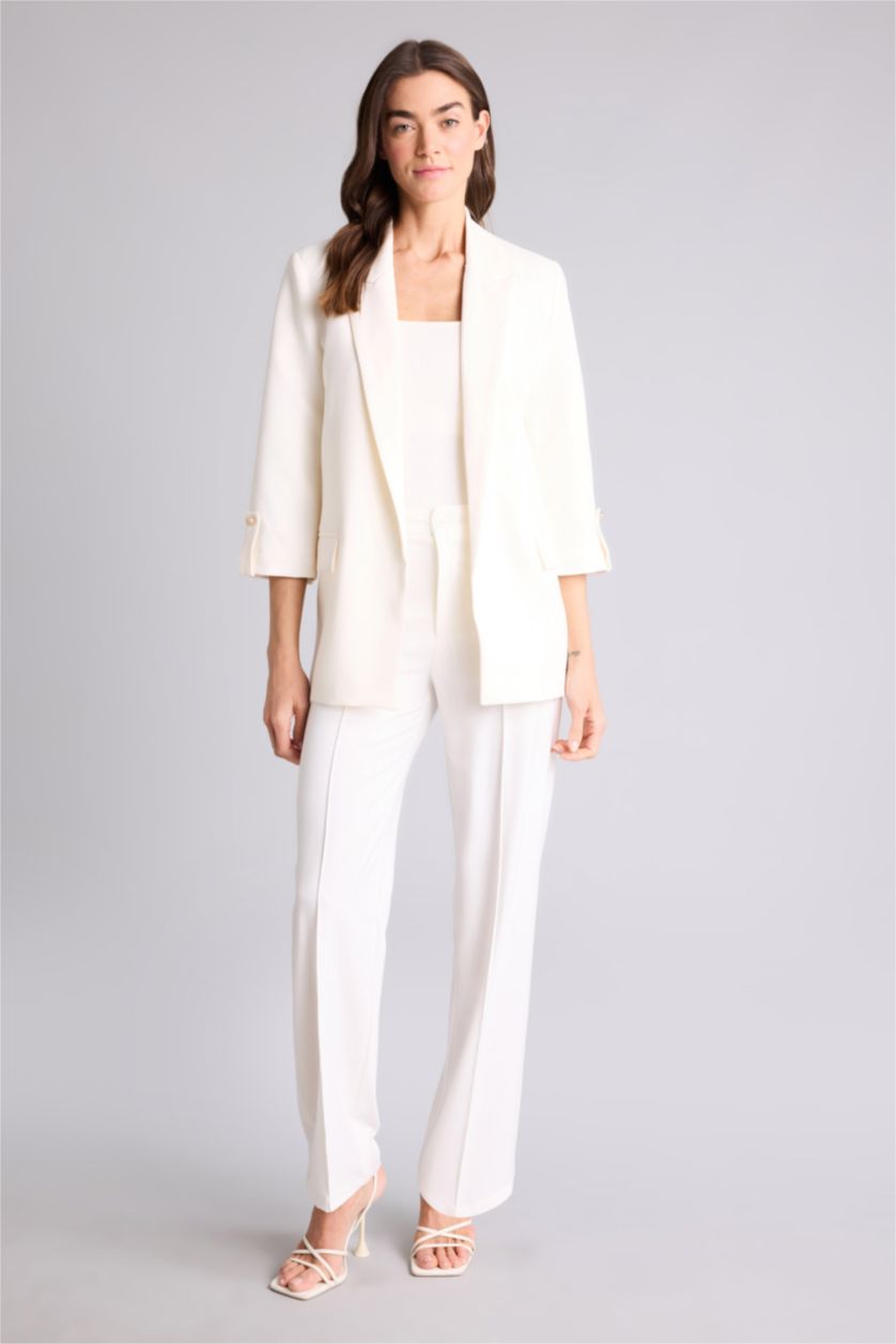 Kadın Kırık Beyaz Oversıze Basıc Blazer Ceket