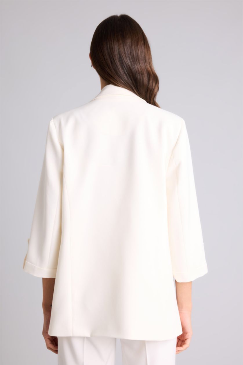 Kadın Kırık Beyaz Oversıze Basıc Blazer Ceket