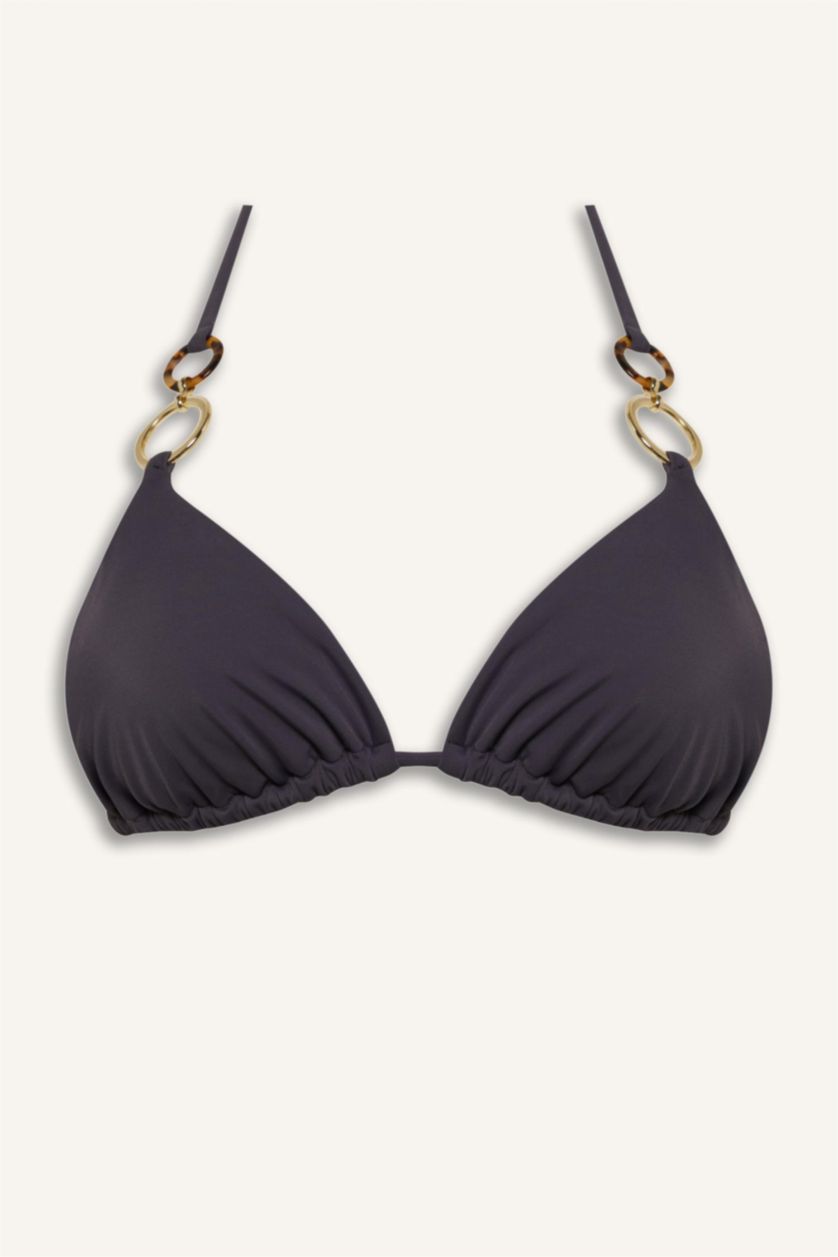 Woman Anthracite Ayje x DeFacto Halter Neck Triangle Bikini Top