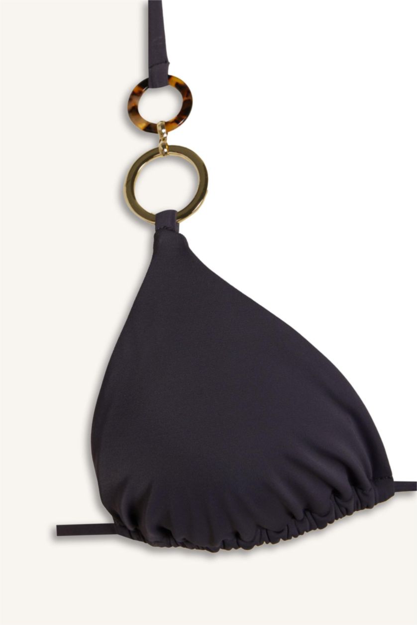 Woman Anthracite Ayje x DeFacto Halter Neck Triangle Bikini Top