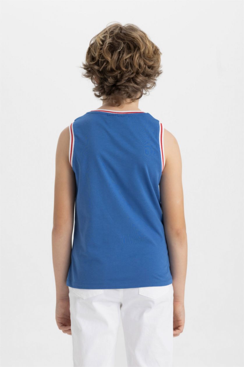 أولاد أزرق غامق تيشيرت كت ولادي قصة عادية بدون ردن بياخة مستديرة من مارفل