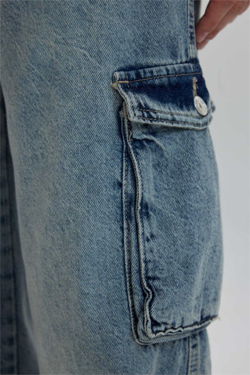 نساء أزرق فاتح سروال جينز واسع برجل واسع وخصر عالي