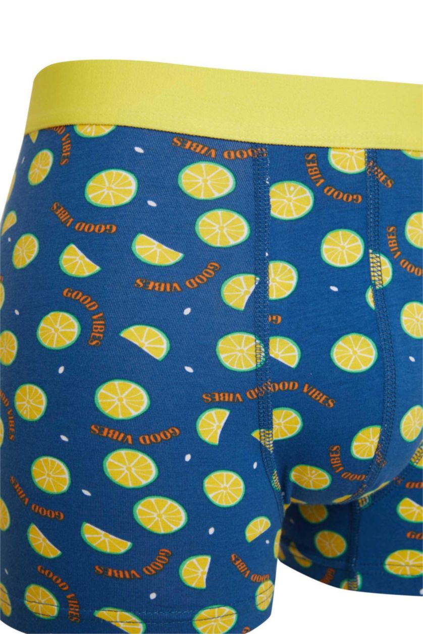 رجالي أزرق غامق بوكسر قصة عادية  أزرق غامق منقوش - 3 قطع