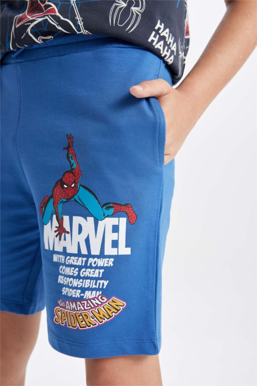 Boys & Teens Dark Blue Regular Fit Licensed by Marvel Normal Waist Shorts