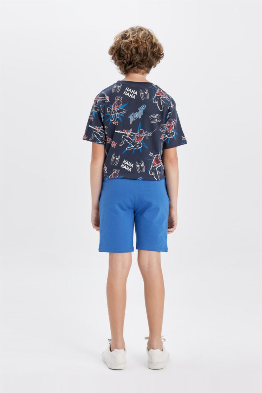 Boys & Teens Dark Blue Regular Fit Licensed by Marvel Normal Waist Shorts