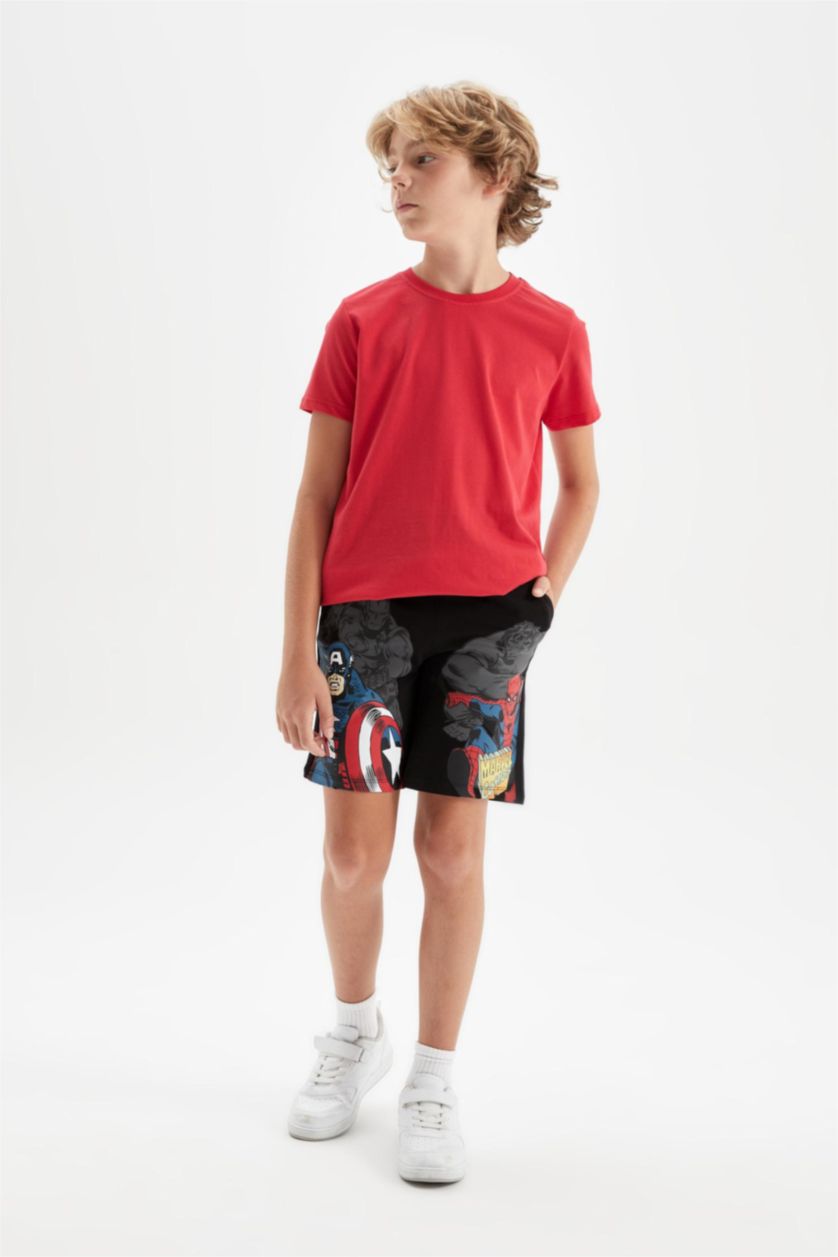 Erkek Çocuk - Genç Erkek Siyah Marvel Comics Şort Erkek Çocuk