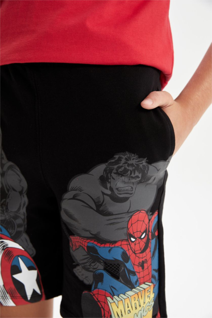 Erkek Çocuk - Genç Erkek Siyah Marvel Comics Şort Erkek Çocuk