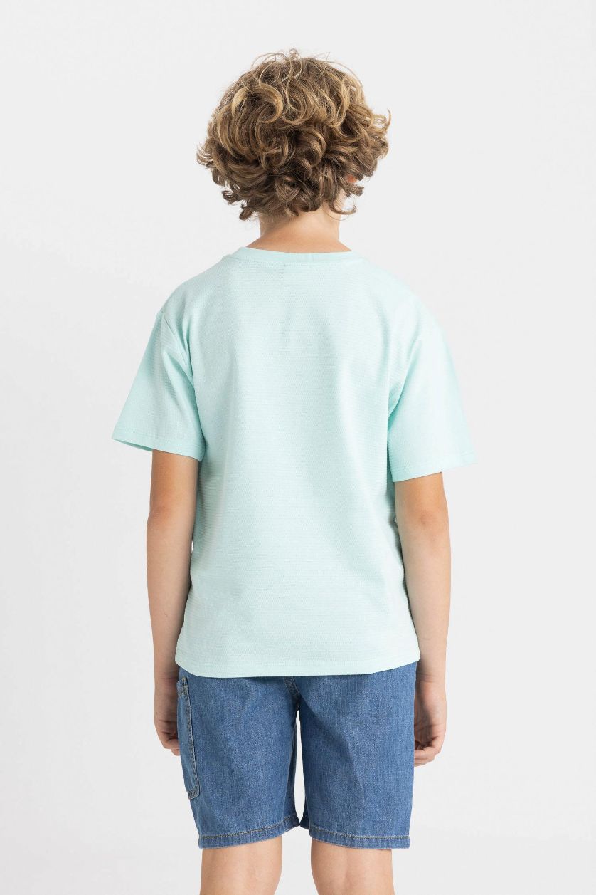 BOYS & TEENS Aqua Boy Crew Neck Printed Short Sleeve T-Shirt