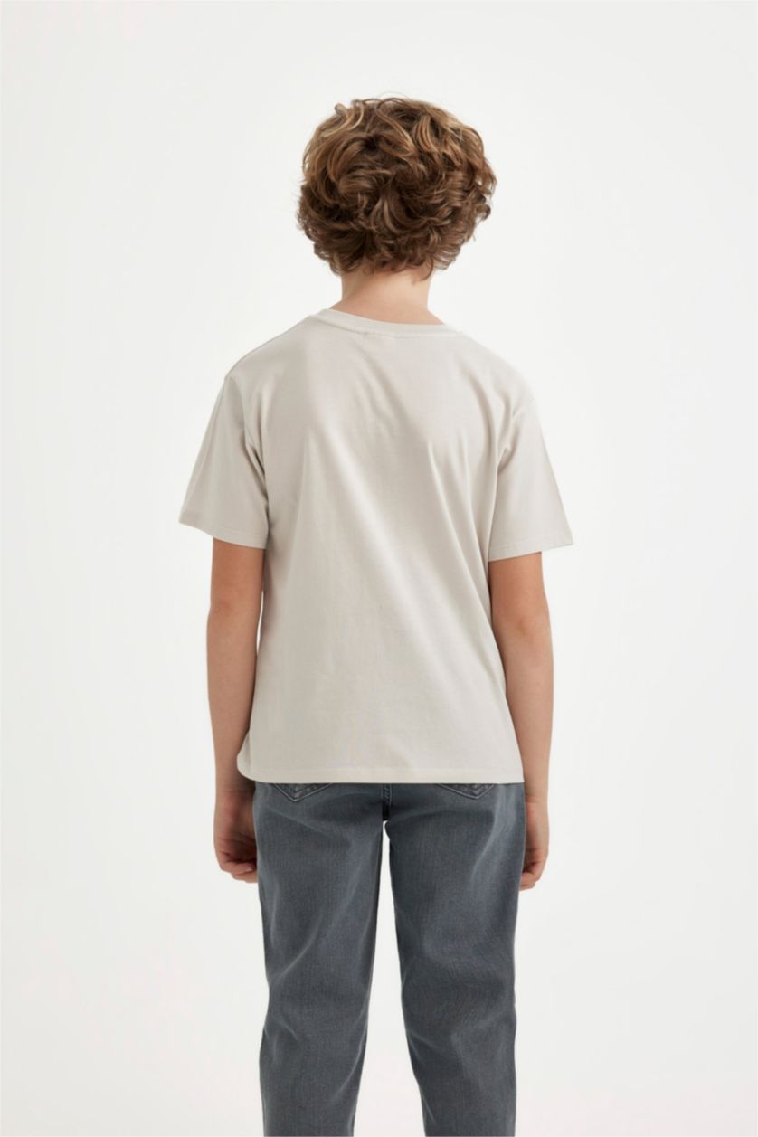 BOYS & TEENS Light Grey تيشيرت نص كم قصة عادية