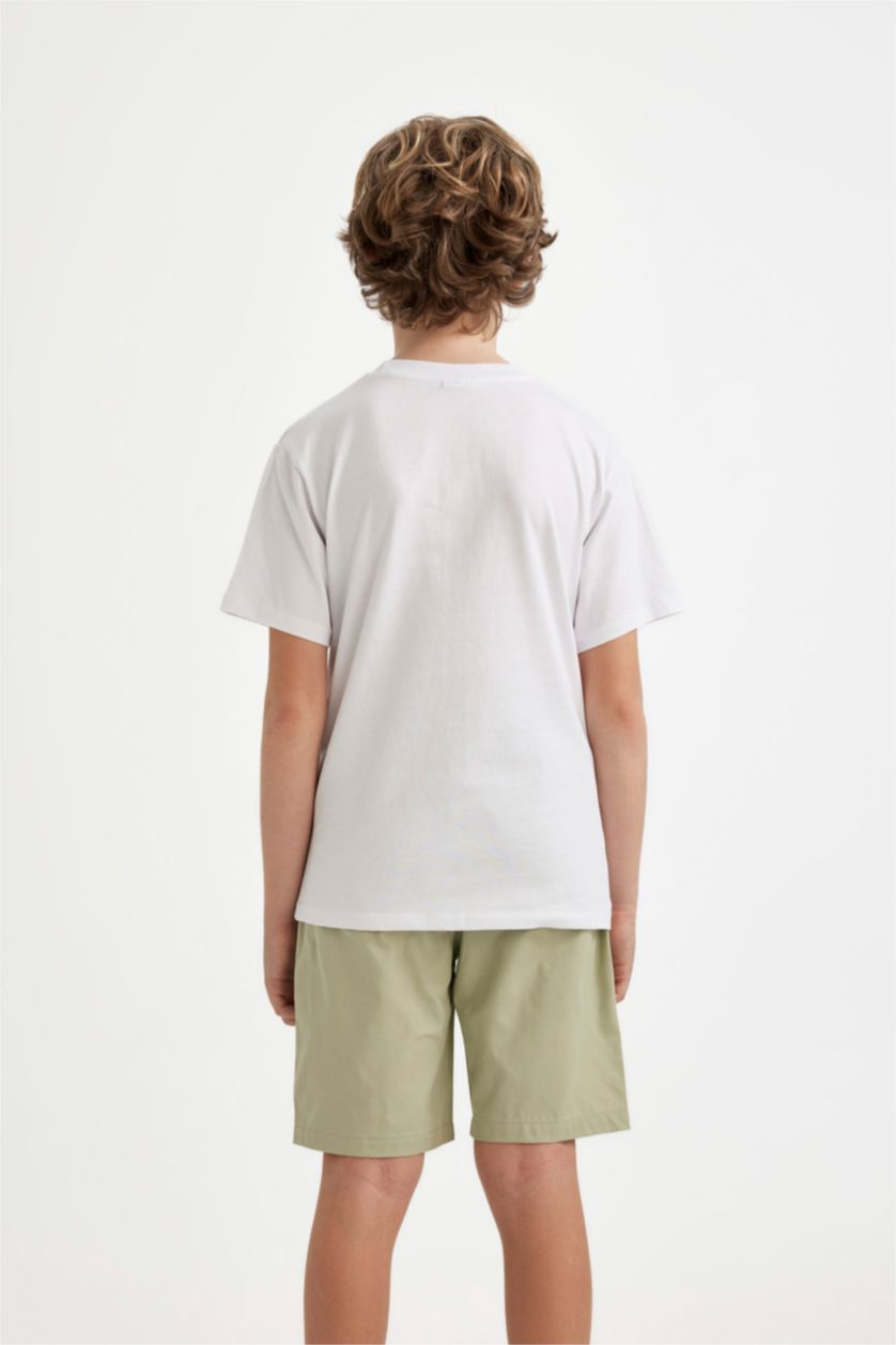 GARÇONS Blanc T-Shirt Imprimé à Manches Courtes Col Rond pour Garçon