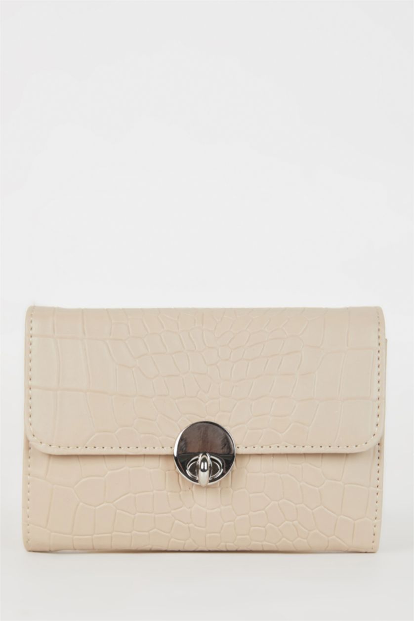 FEMME Beige Portefeuille en simili cuir à motif crocodile pour femme