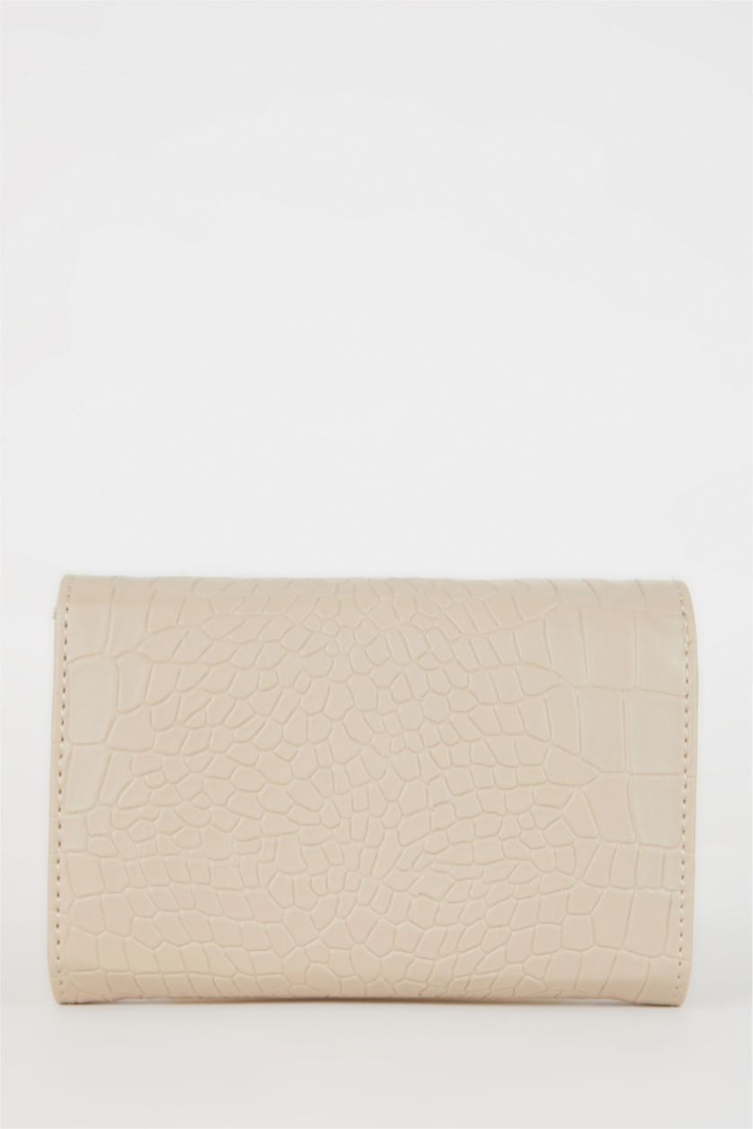 FEMME Beige Portefeuille en simili cuir à motif crocodile pour femme