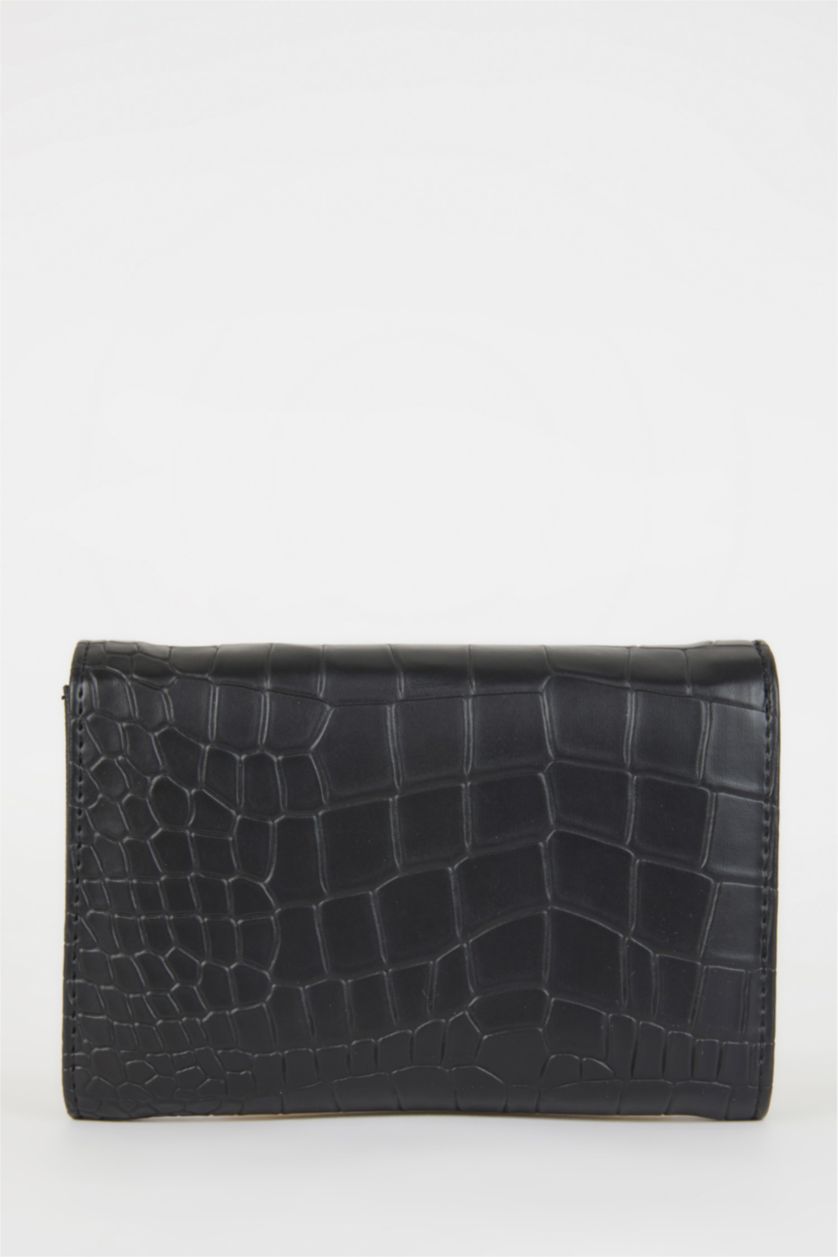 Kadın Siyah Kadın Kroko Desenli Suni Deri Cüzdan