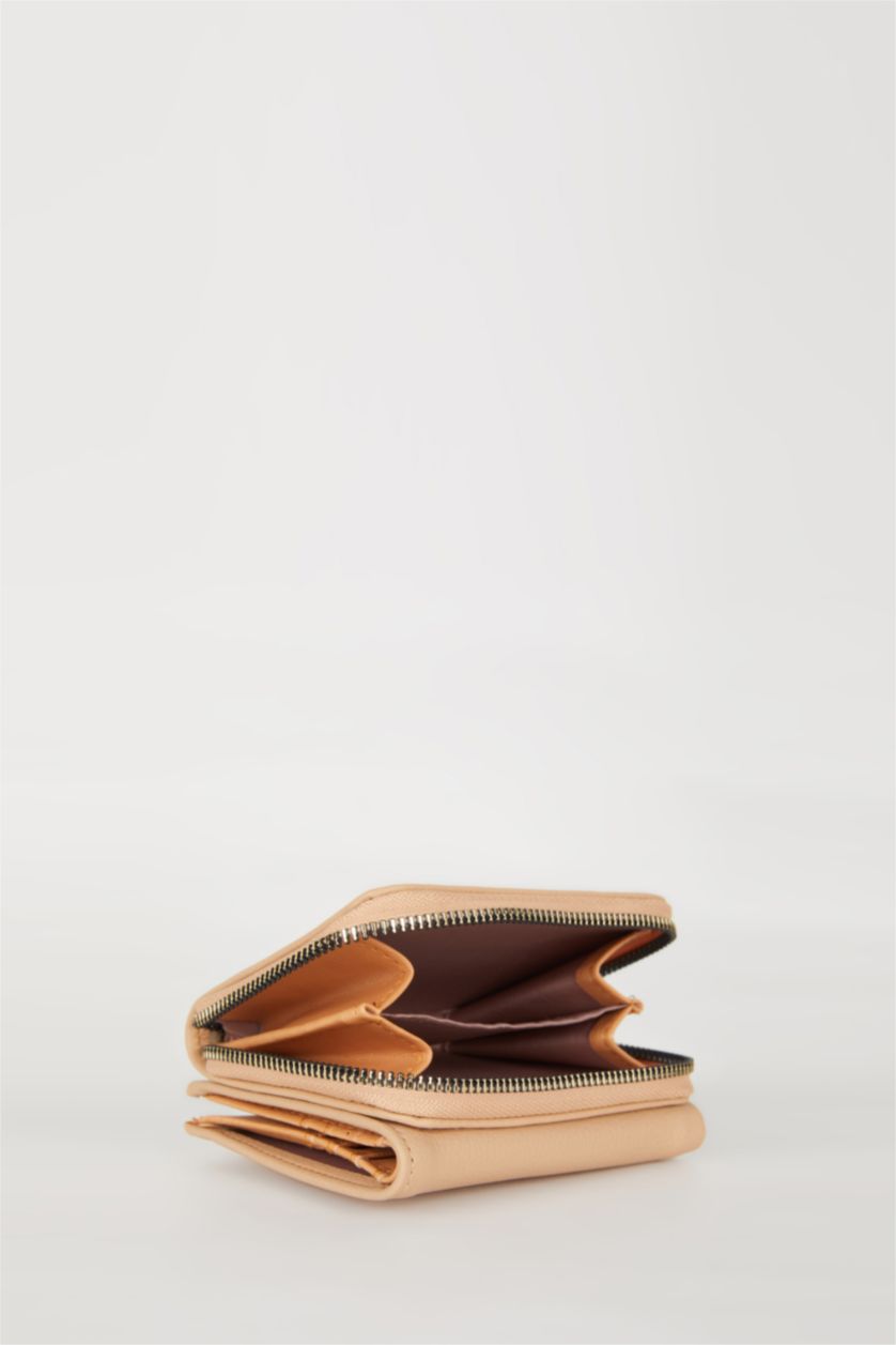 FEMME Marron Portefeuille en simili cuir avec une attache fleur pour femme