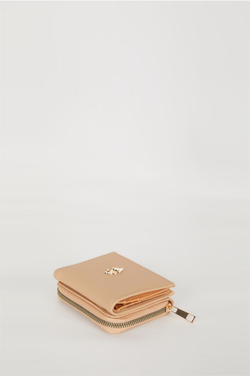 FEMME Marron Portefeuille en simili cuir avec une attache fleur pour femme