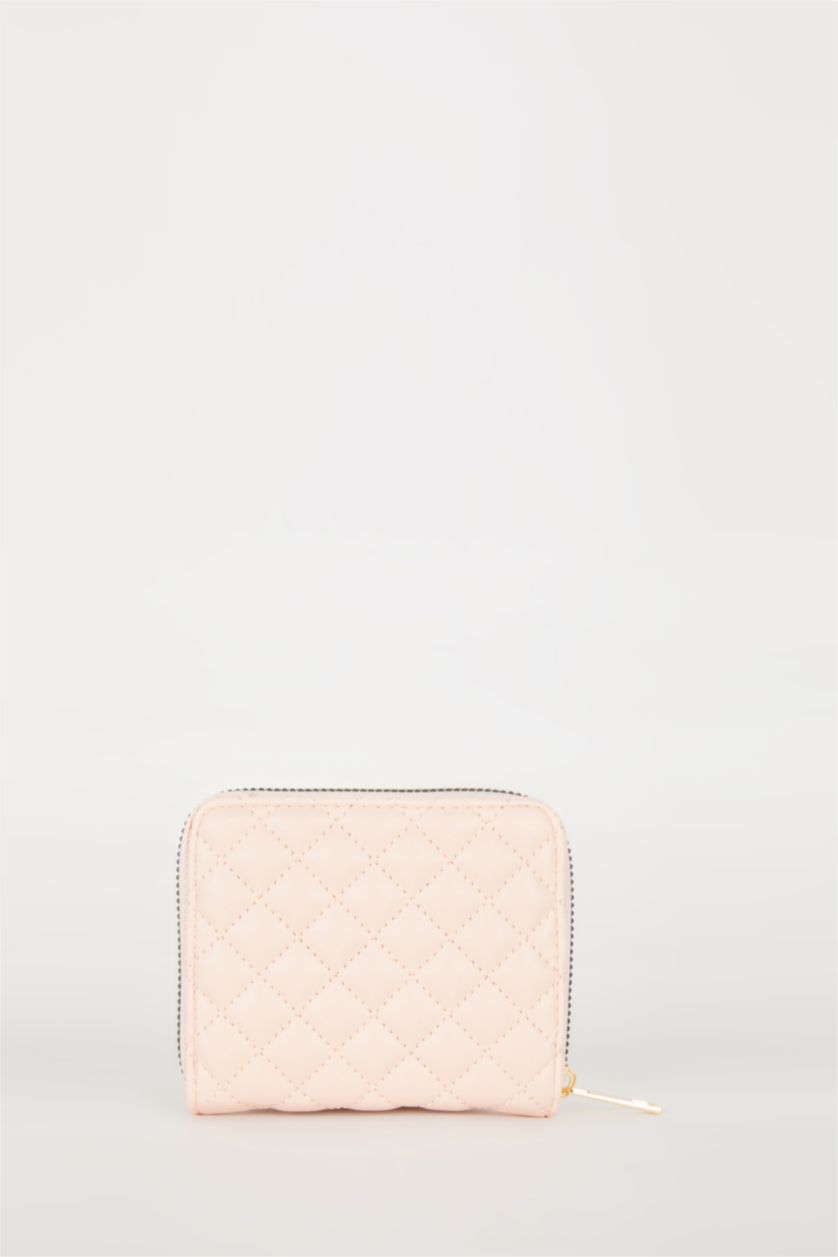 Kadın Açık Pembe Kadın Kapitone Desenli Suni Deri Cüzdan