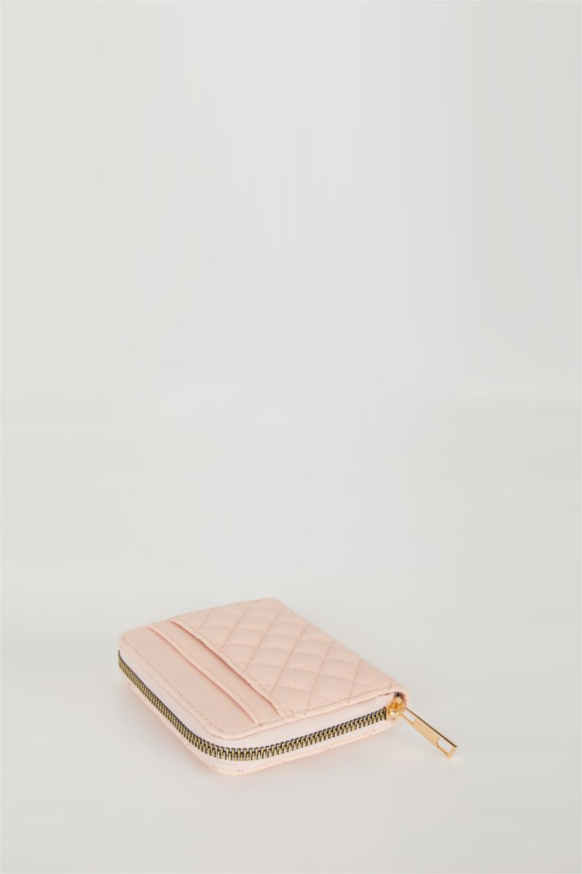 Kadın Açık Pembe Kadın Kapitone Desenli Suni Deri Cüzdan