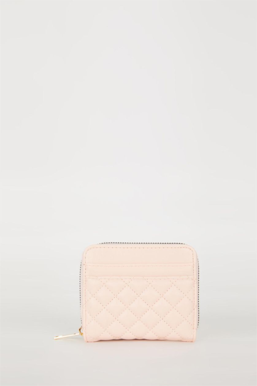 Kadın Açık Pembe Kadın Kapitone Desenli Suni Deri Cüzdan