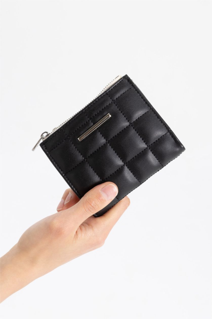 Kadın Siyah Kadın Kapitone Suni Deri Cüzdan