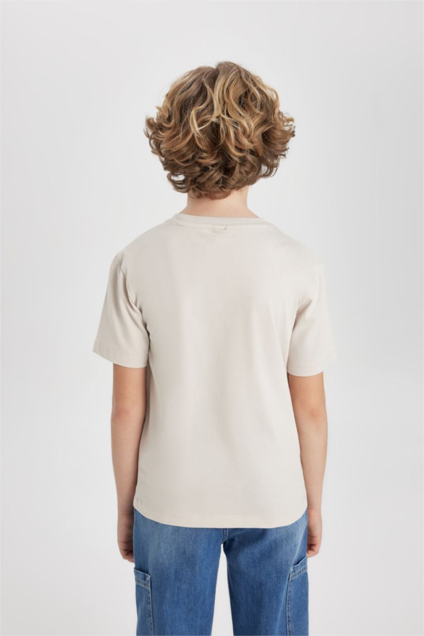 GARÇONS Beige T-Shirt Imprimé à Manches Courtes Col Rond pour Garçon