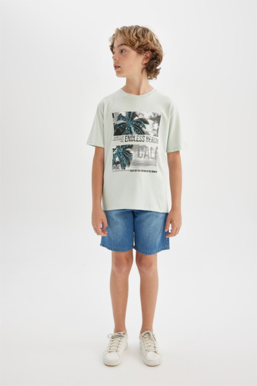 GARÇONS BLEU Clair T-Shirt Imprimé à Manches Courtes Col Rond pour Garçon