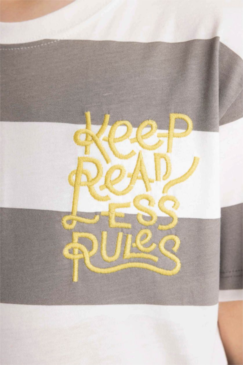 GARÇONS Gris T-Shirt Imprimé à Manches Courtes Col Rond pour Garçon