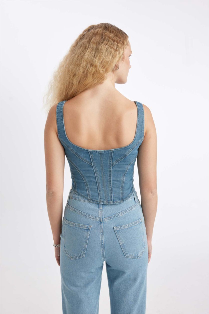 FEMME BLEU Clair Chemise Corset en Jean