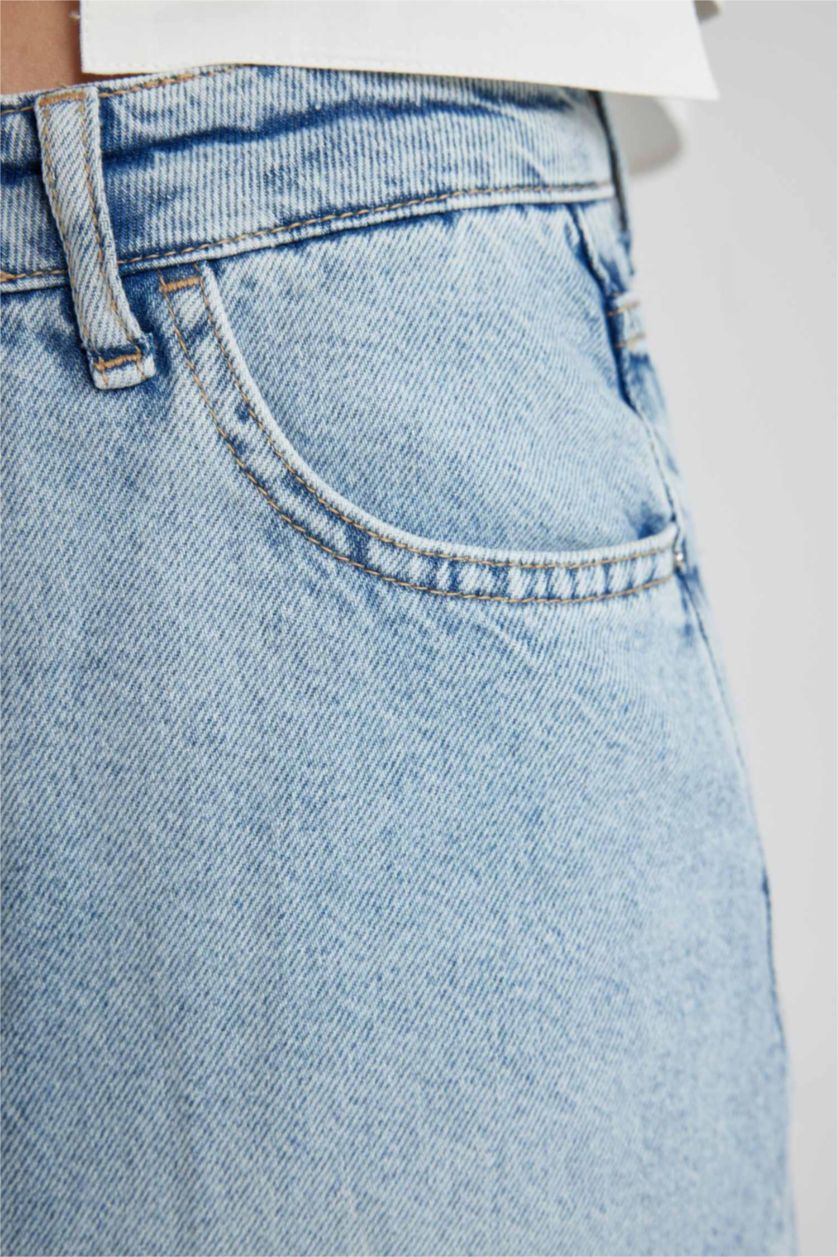 Женщины Светло-индиговый Джинсовая юбка длинная