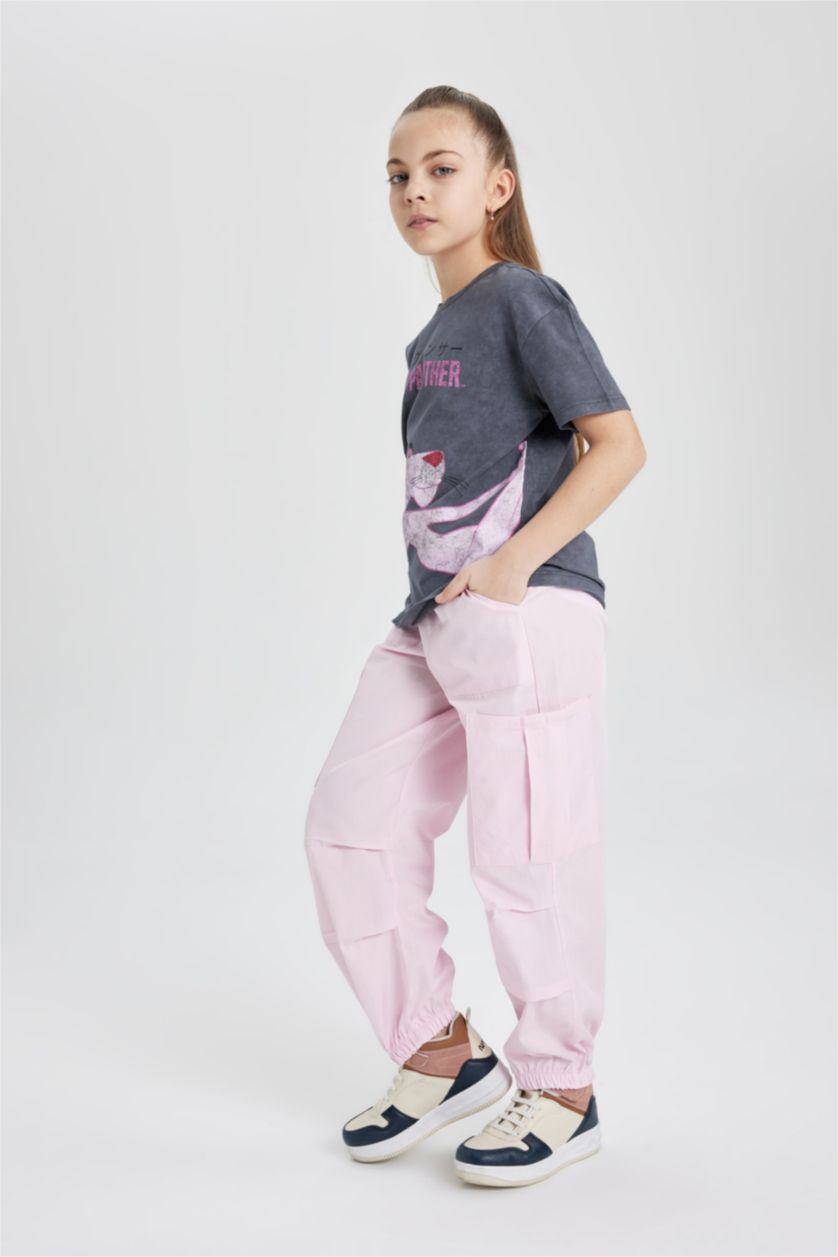 GIRLS & TEENS Pink Girl Parachute Cargo Cotton Trousers