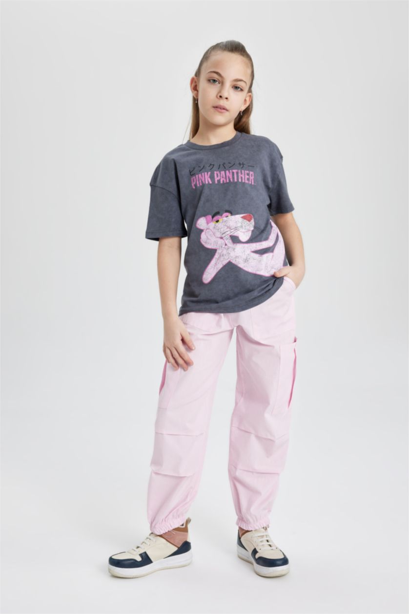 GIRLS & TEENS Pink Girl Parachute Cargo Cotton Trousers