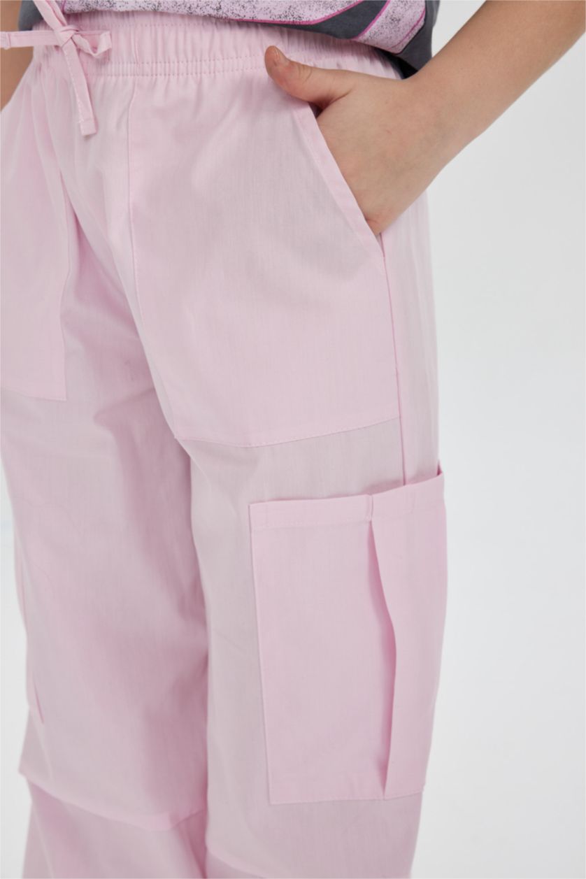 GIRLS & TEENS Pink Girl Parachute Cargo Cotton Trousers