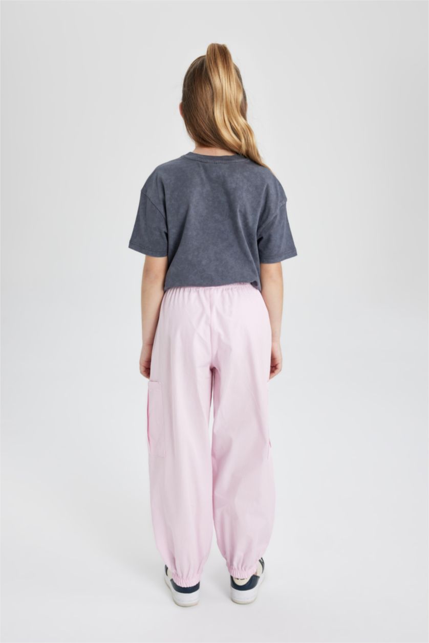 GIRLS & TEENS Pink Girl Parachute Cargo Cotton Trousers