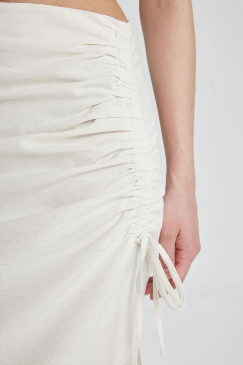 WOMAN Ecru A Cut linen Maxi Skirt