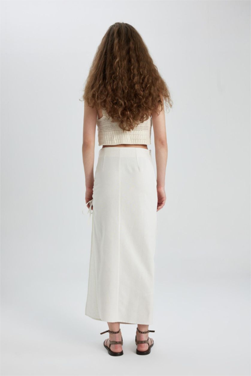 WOMAN Ecru A Cut linen Maxi Skirt